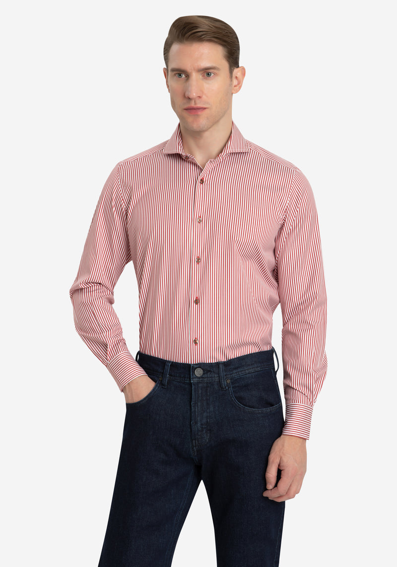 Striking Red Stripe Twill Shirt