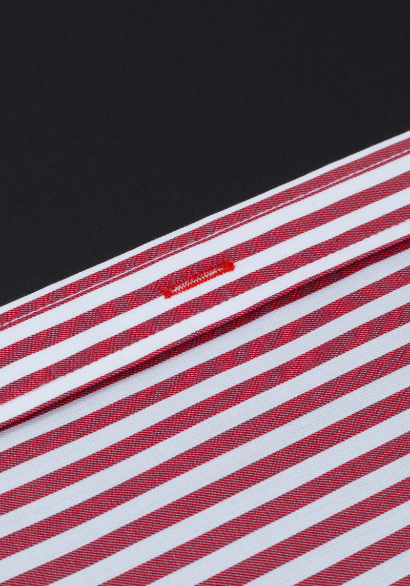 Giza 87 Cotton Bold Red Stripe Signature Twill Shirt