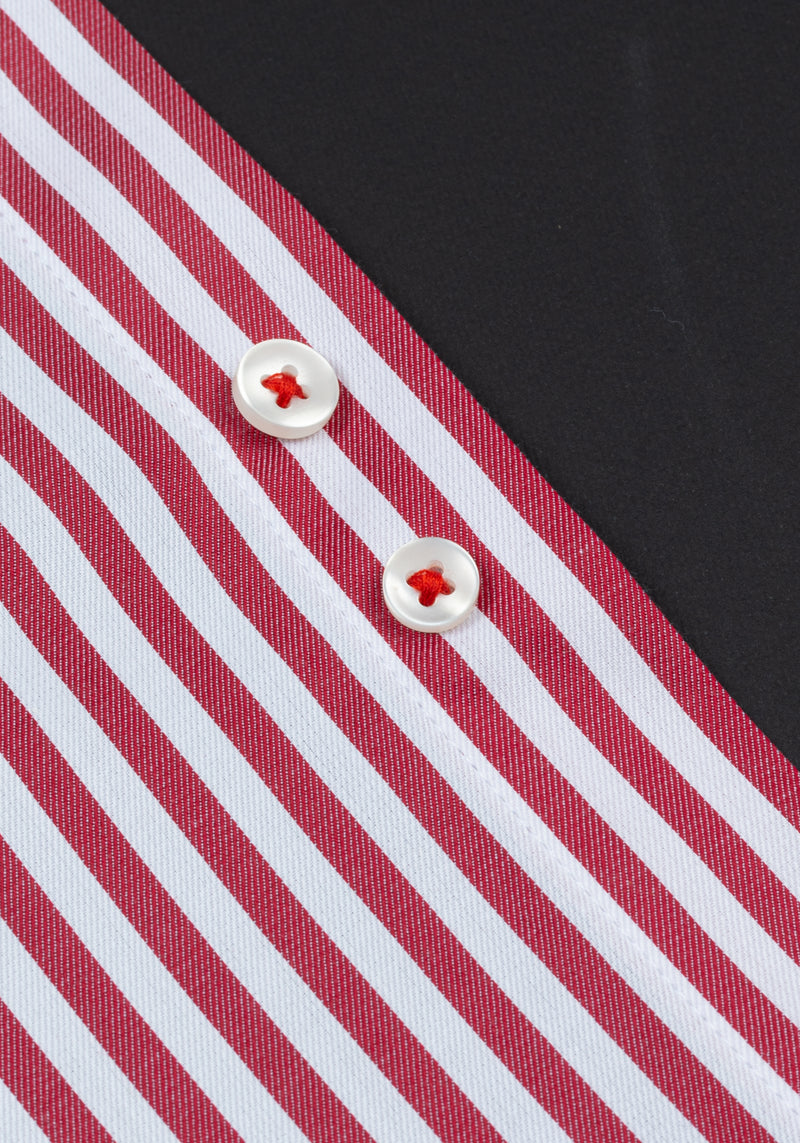 Giza 87 Cotton Bold Red Stripe Signature Twill Shirt