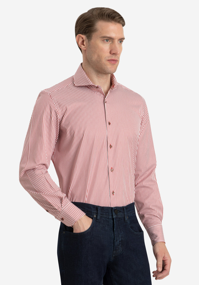 Striking Red Stripe Twill Shirt
