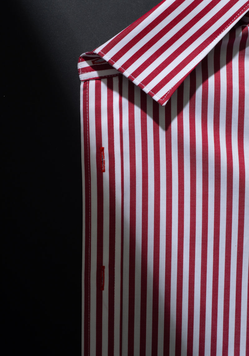 Giza 87 Cotton Bold Red Stripe Signature Twill Shirt