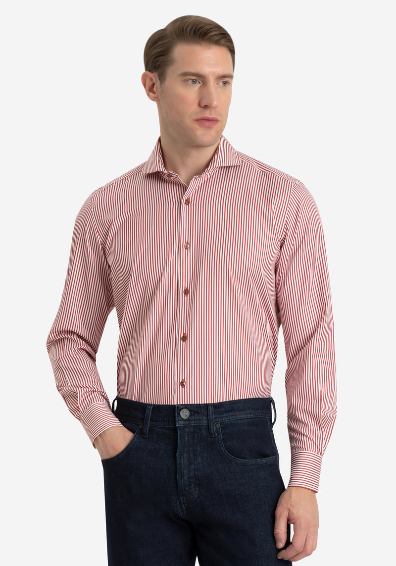 Striking Red Stripe Twill Shirt