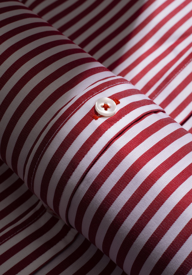 Giza 87 Cotton Bold Red Stripe Signature Twill Shirt