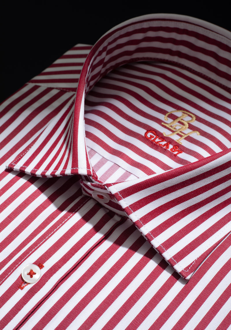 Giza 87 Cotton Bold Red Stripe Signature Twill Shirt