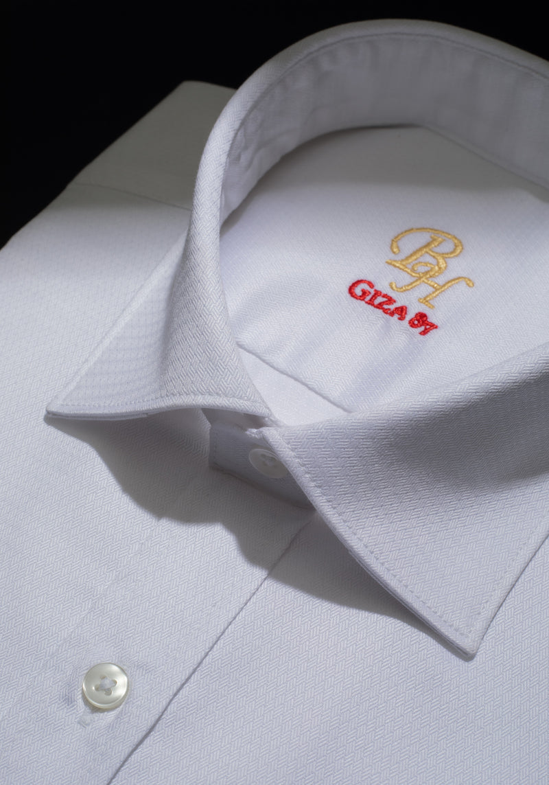 Giza 87 Cotton Lotus White Dobby Shirt