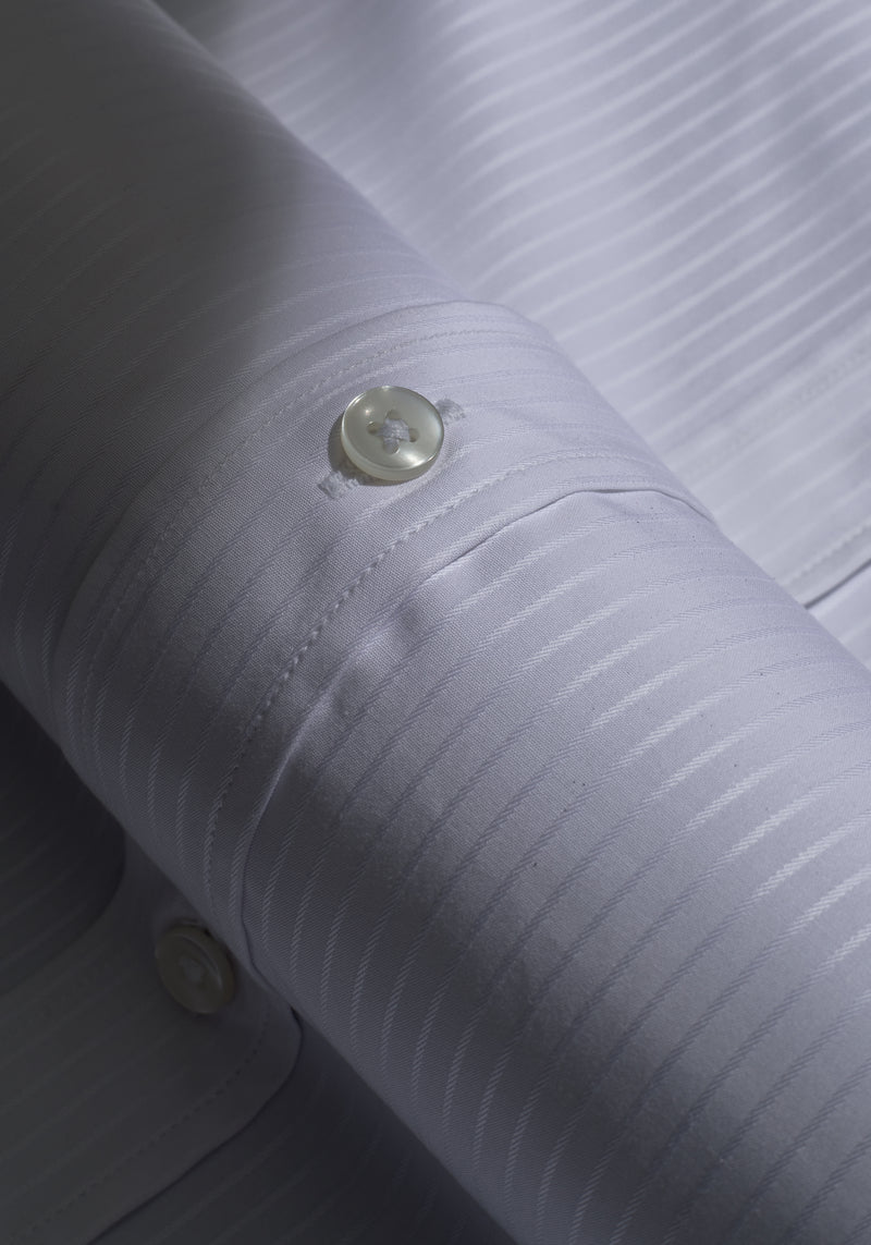Giza 87 Cotton Polar White Stripe Signature Twill Shirt
