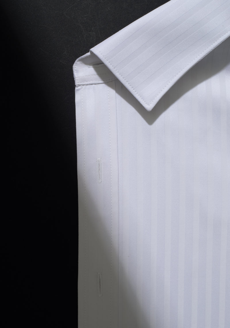 Giza 87 Cotton Moonstone White Stripe Signature Twill Shirt