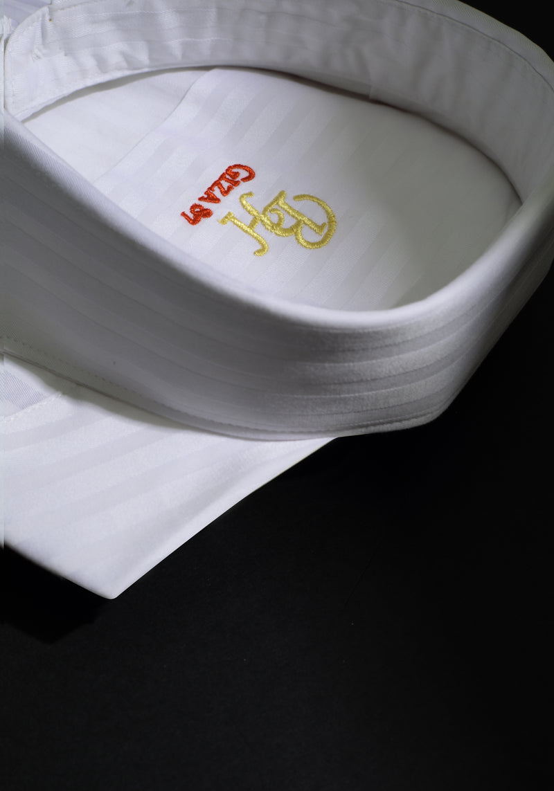 Giza 87 Cotton Moonstone White Stripe Signature Twill Shirt