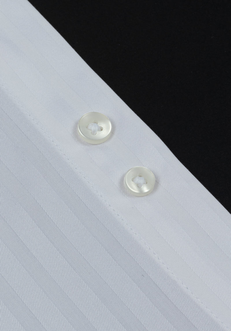 Giza 87 Cotton Moonstone White Stripe Signature Twill Shirt