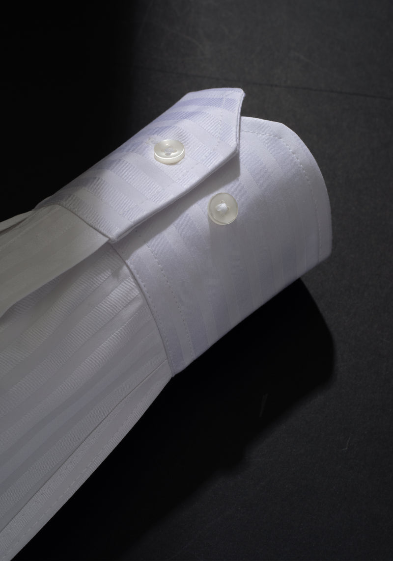 Giza 87 Cotton Moonstone White Stripe Signature Twill Shirt