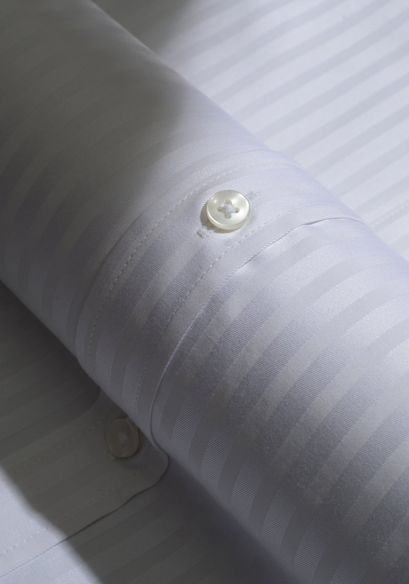 Giza 87 Cotton Moonstone White Stripe Signature Twill Shirt