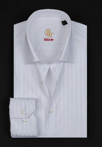 Giza 87 Cotton Glacier White Stripe Signature Twill Shirt
