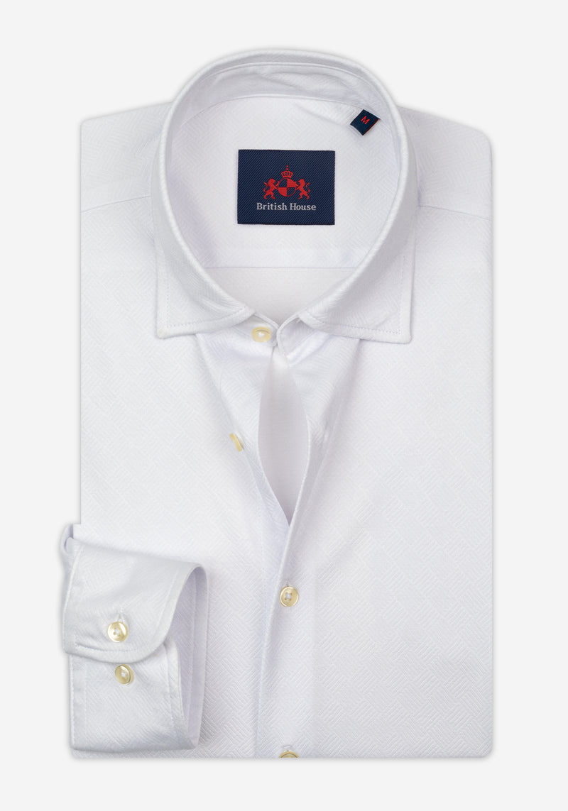 Lunar White Knitted 4-Way Stretch Shirt