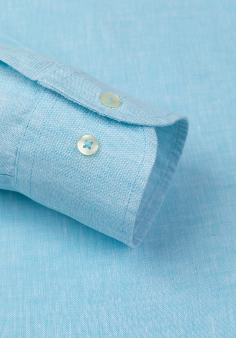 Electric Blue Belgian Linen Shirt