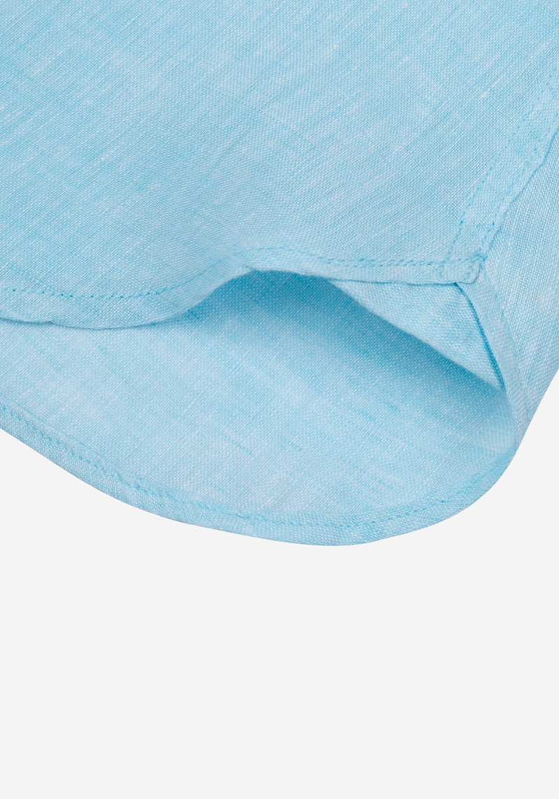 Electric Blue Belgian Linen Shirt