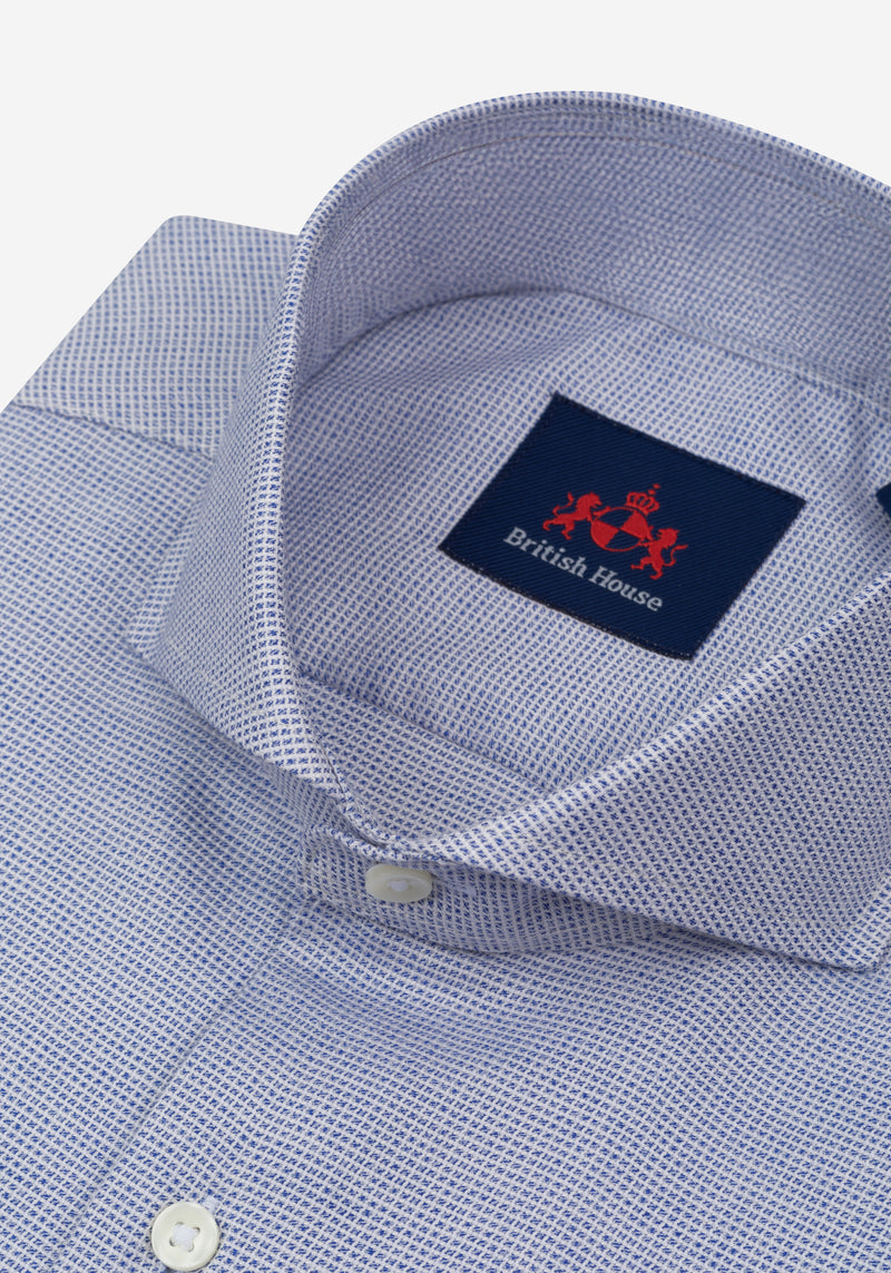 Frosted Blue Checked Dobby Shirt