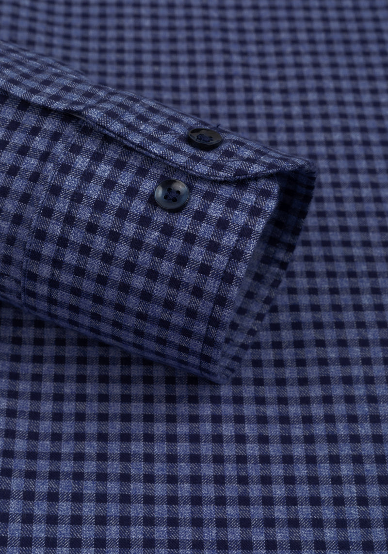 Claret Navy Checked Flannel Twill Shirt