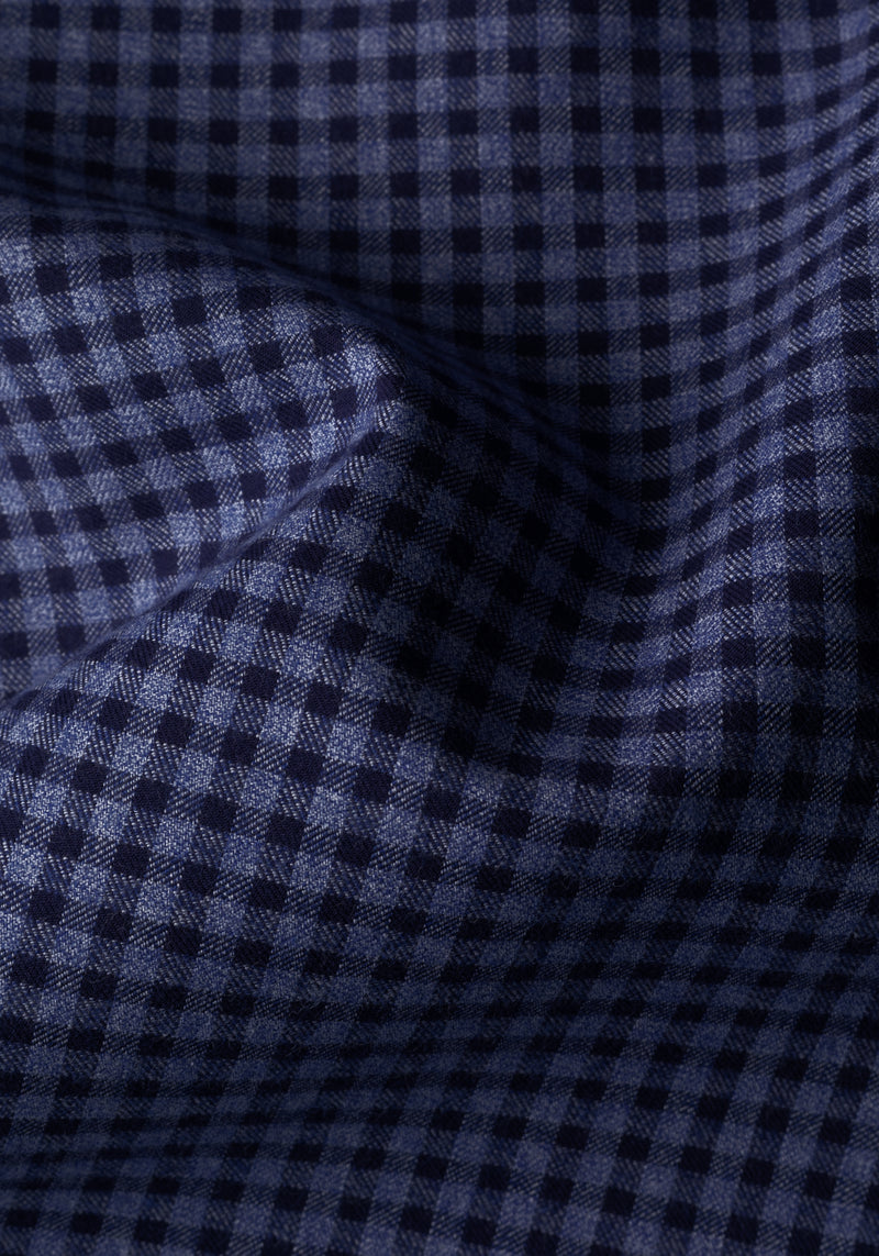 Claret Navy Checked Flannel Twill Shirt