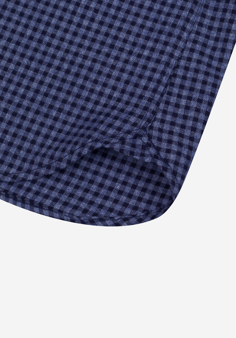 Claret Navy Checked Flannel Twill Shirt