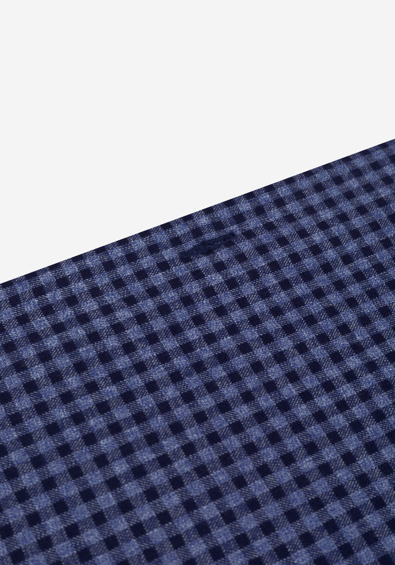 Claret Navy Checked Flannel Twill Shirt