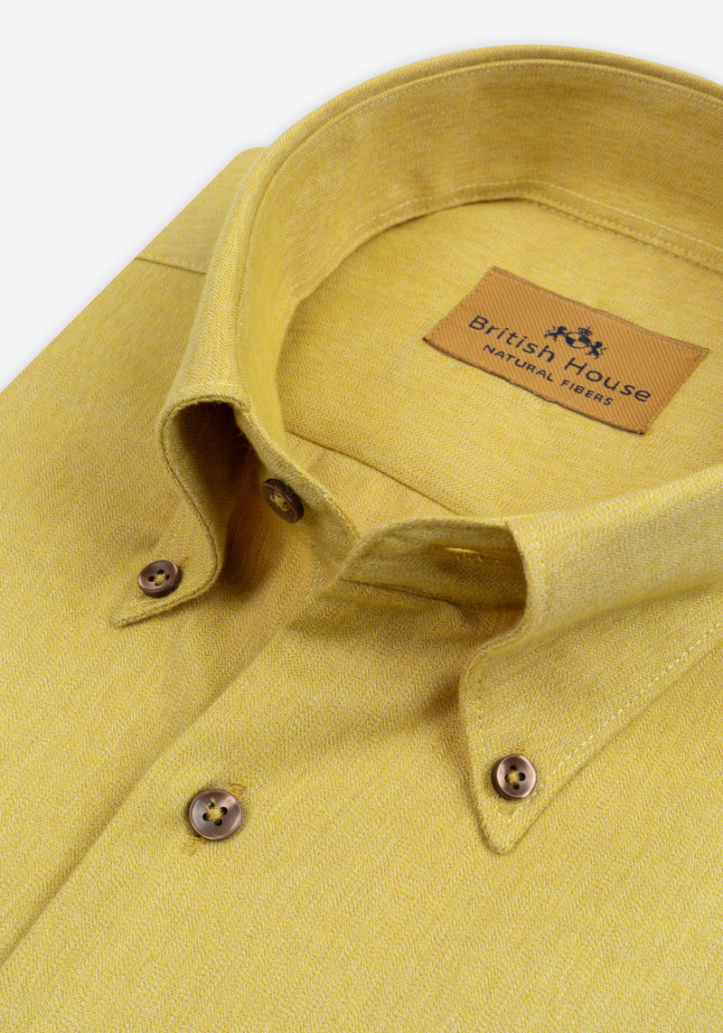 Saffron Yellow Herringbone Flannel Shirt
