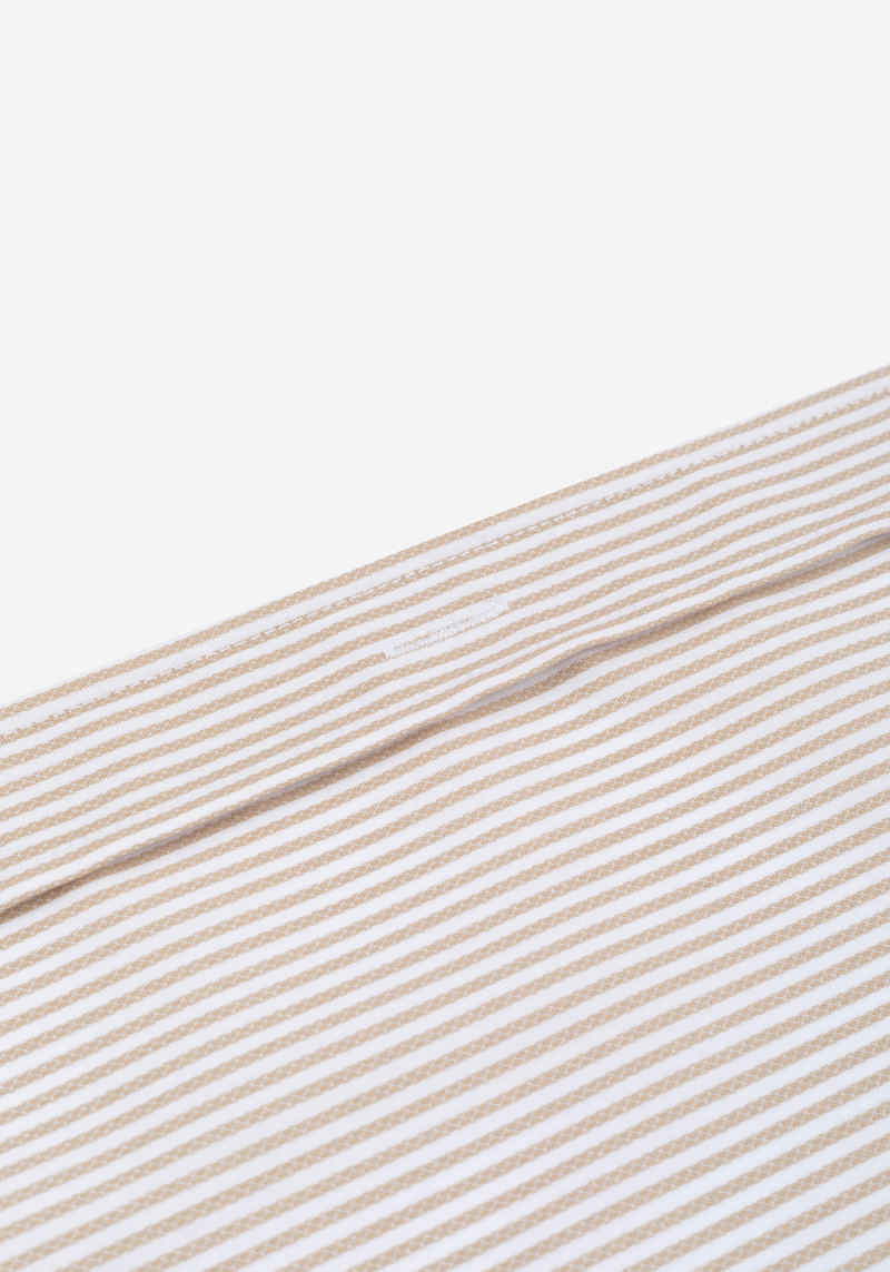 Almond Beige Stripe Basket Weave Shirt