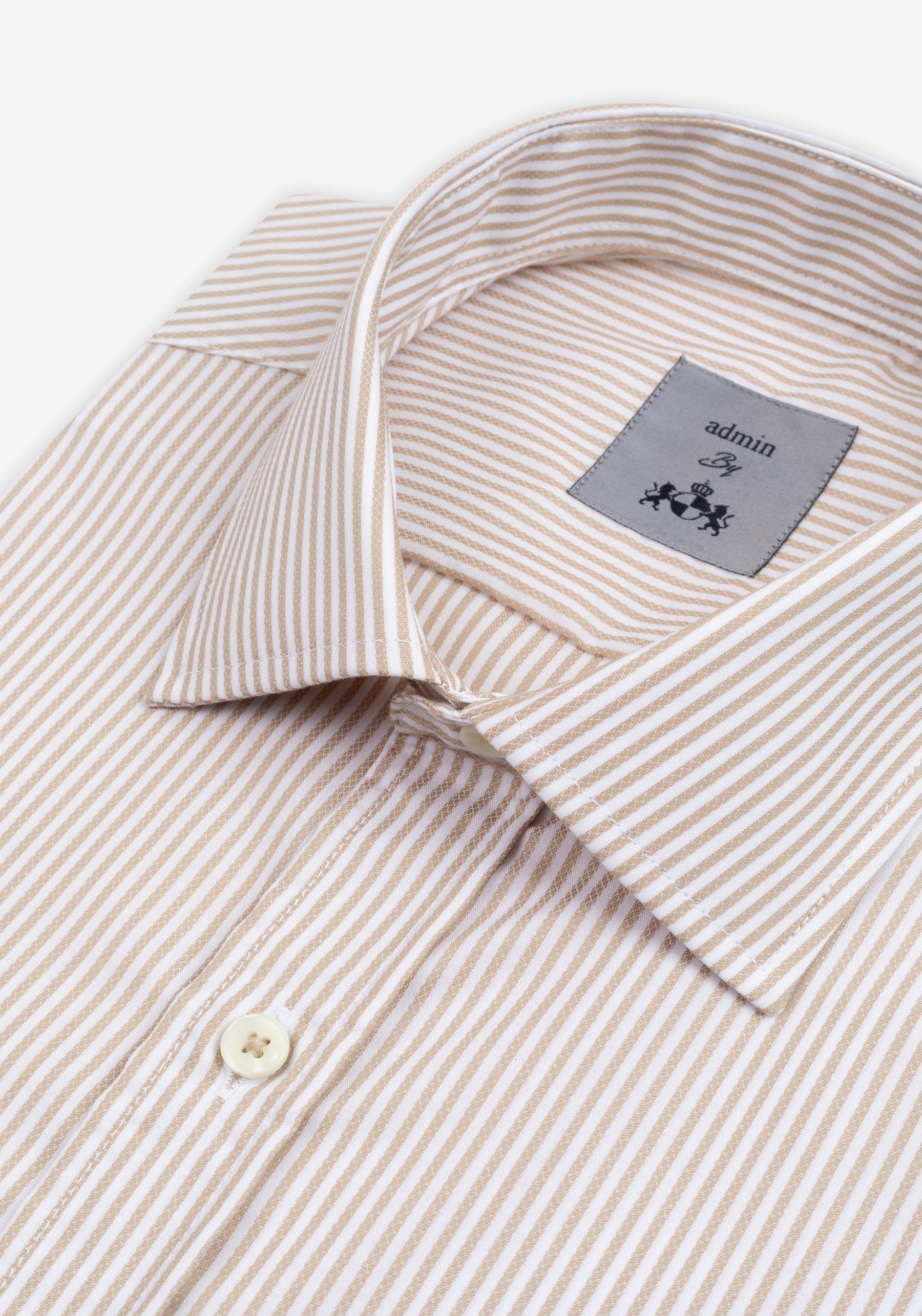 Almond Beige Stripe Basket Weave Shirt