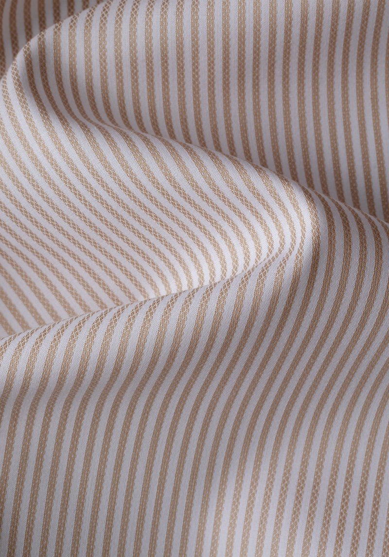 Almond Beige Stripe Basket Weave Shirt