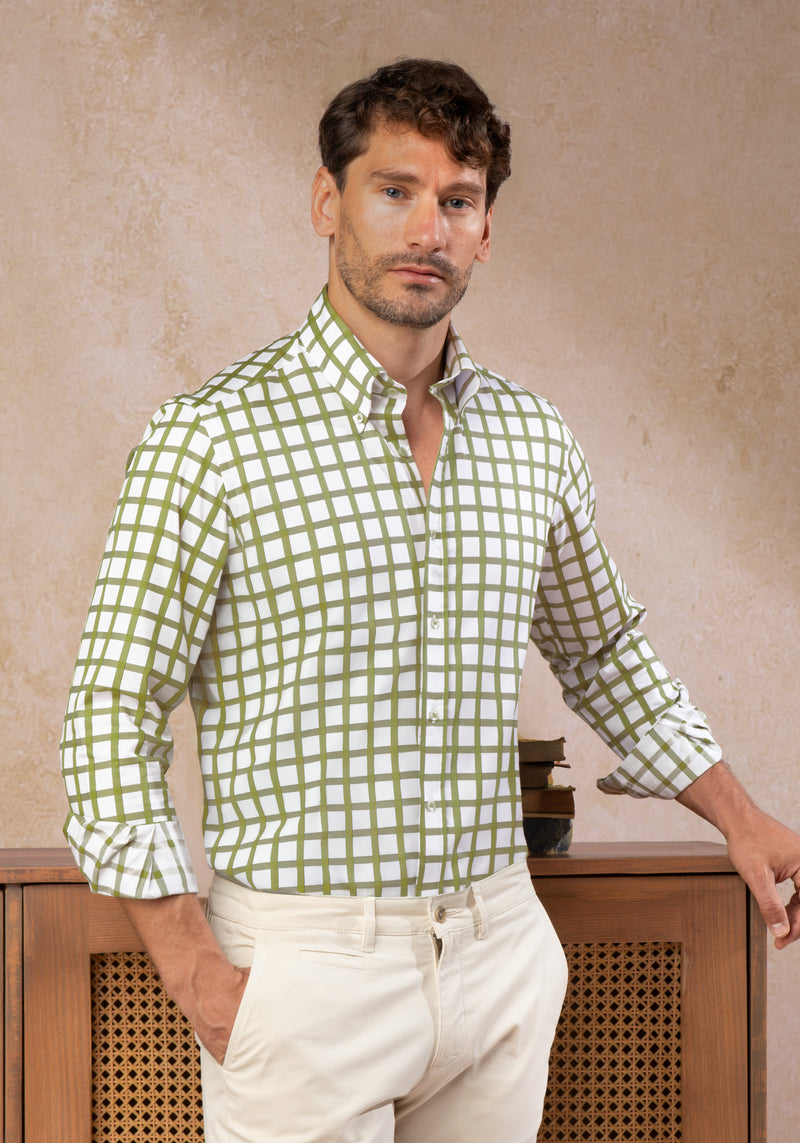 Herb Green Checked Signature Twill Shirt