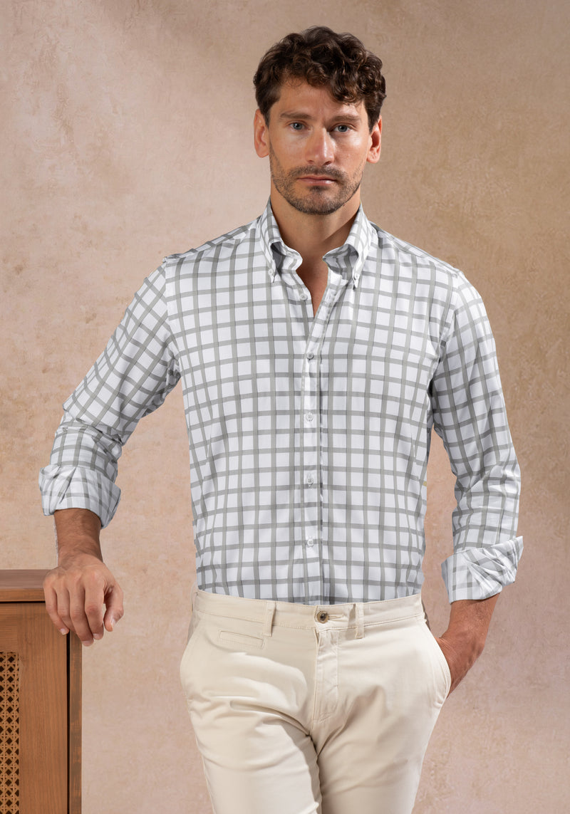 Steel Grey Checked Signature Twill Shirt