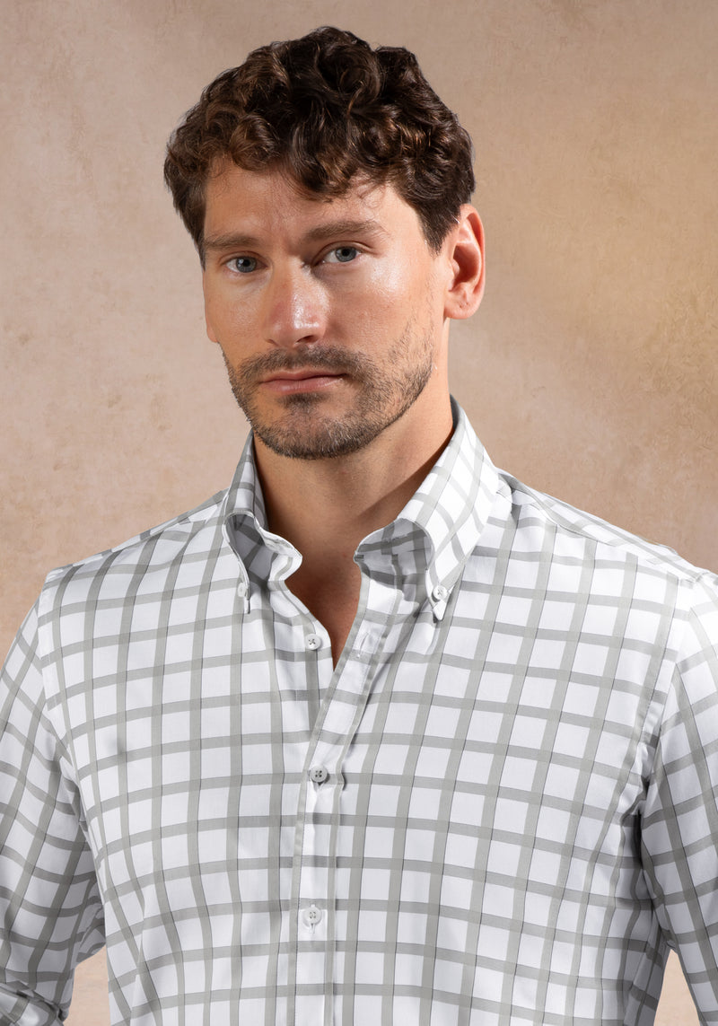 Steel Grey Checked Signature Twill Shirt