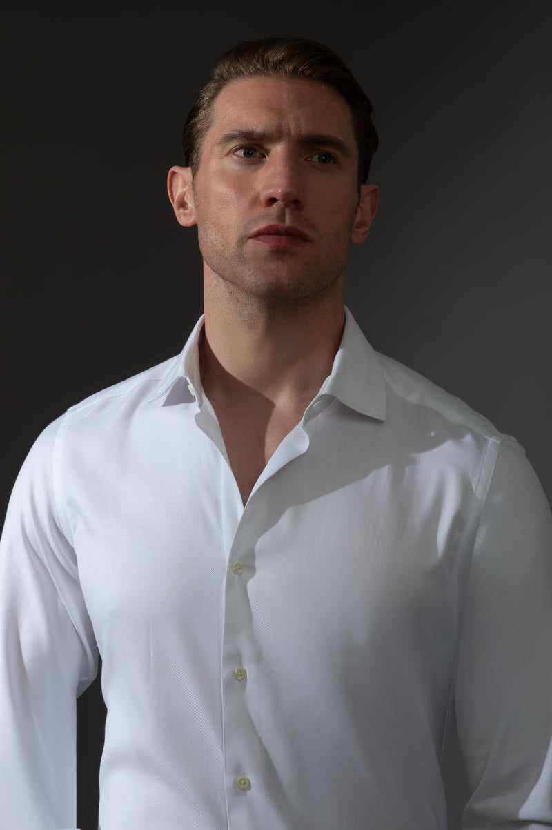 Giza 87 Cotton Opal White Stripe Signature Twill Shirt