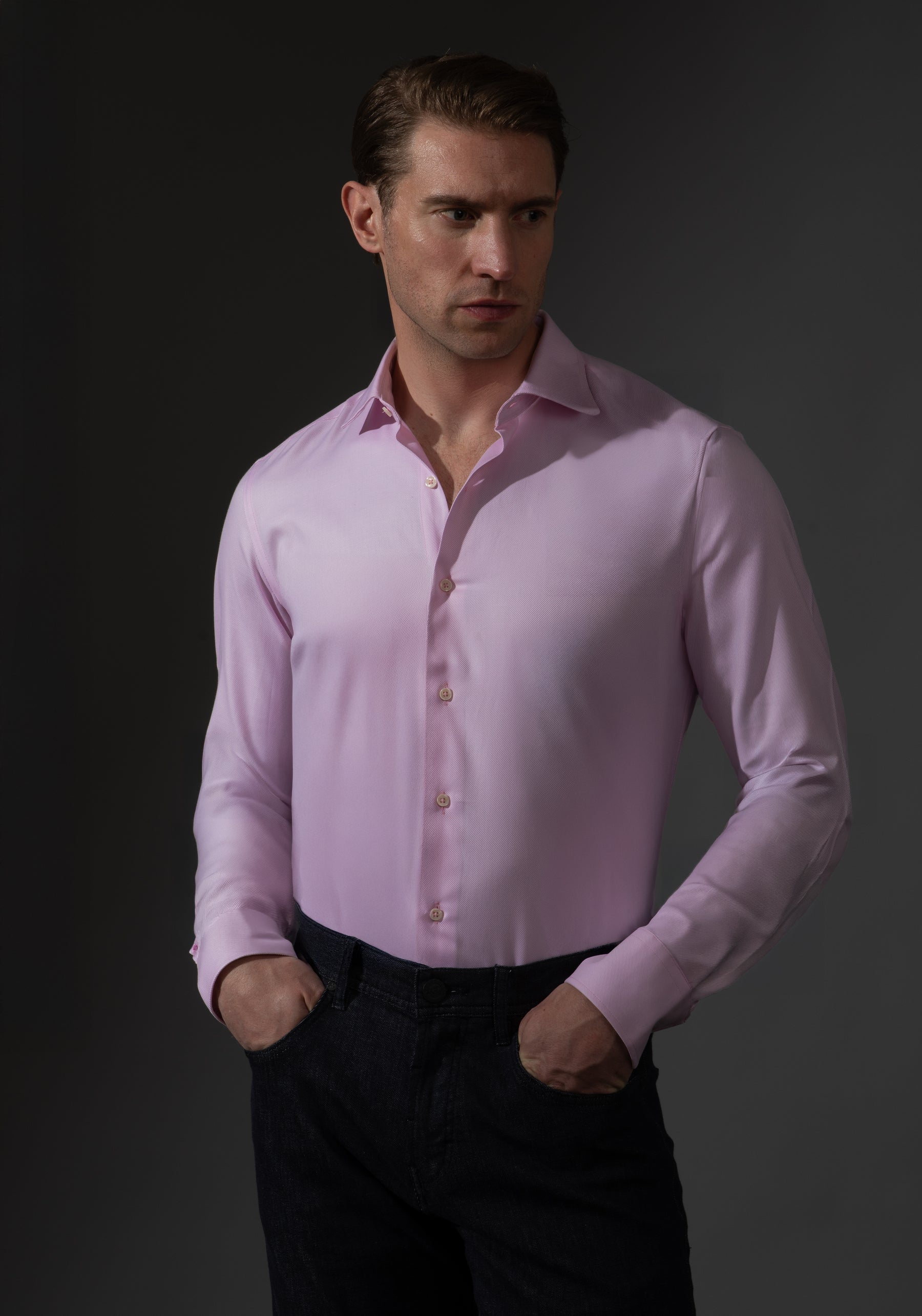 Giza 87 Cotton Blush Pink Stripe Signature Twill Shirt