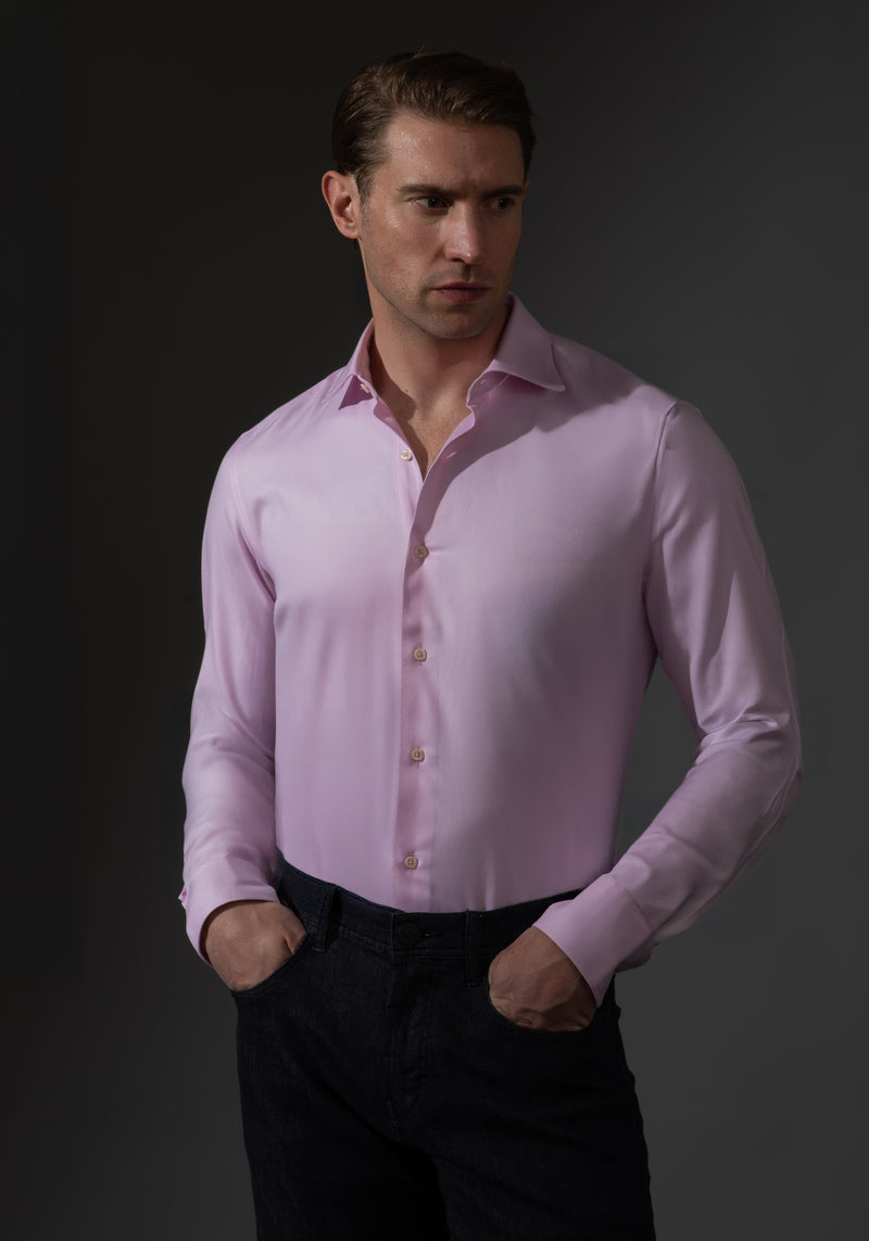 Giza 87 Cotton Blush Pink Stripe Signature Twill Shirt