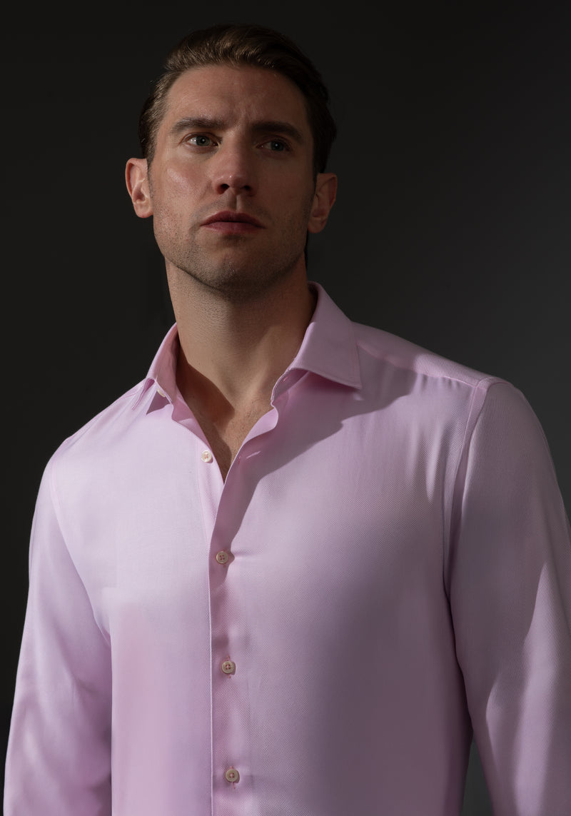Giza 87 Cotton Blush Pink Stripe Signature Twill Shirt
