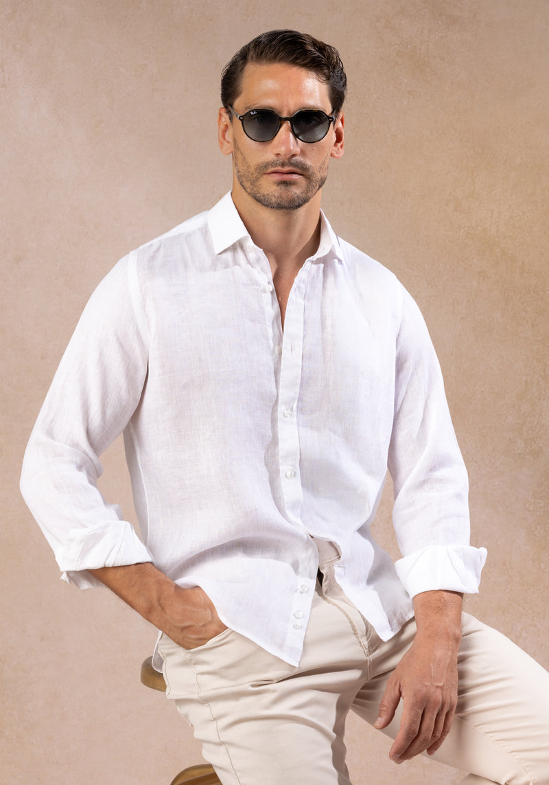 Cloud White Washed Belgian Linen Shirt