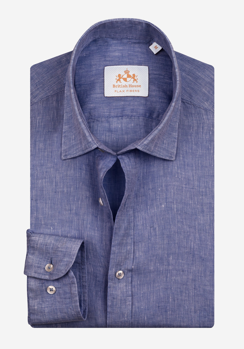 Steel Blue Belgian Linen Shirt