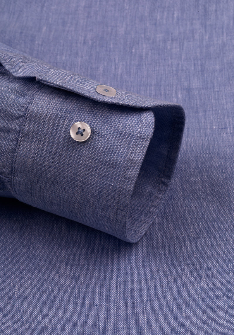 Steel Blue Belgian Linen Shirt