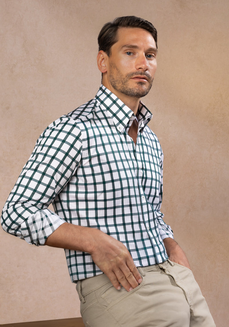 Emerald Green Checked Signature Twill Shirt