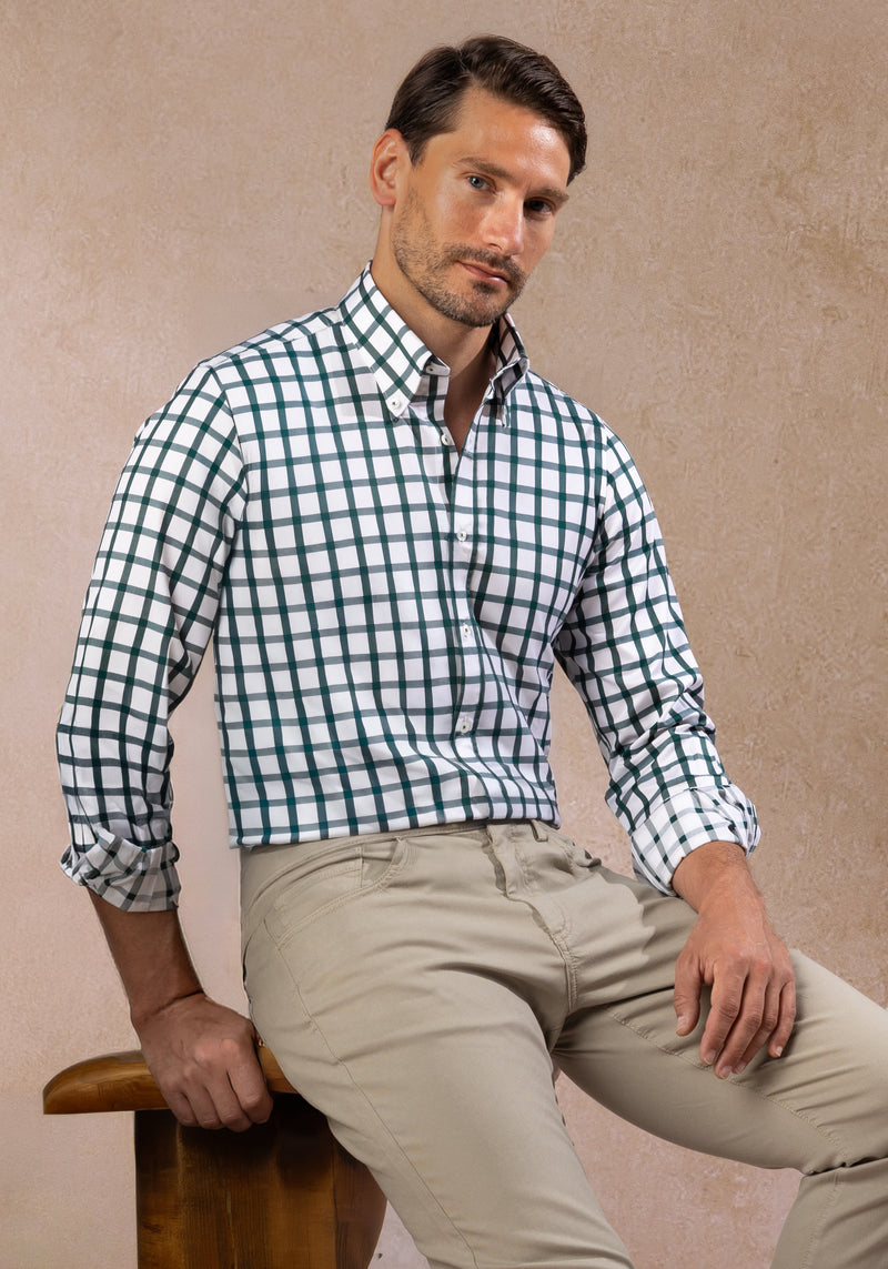 Emerald Green Checked Signature Twill Shirt