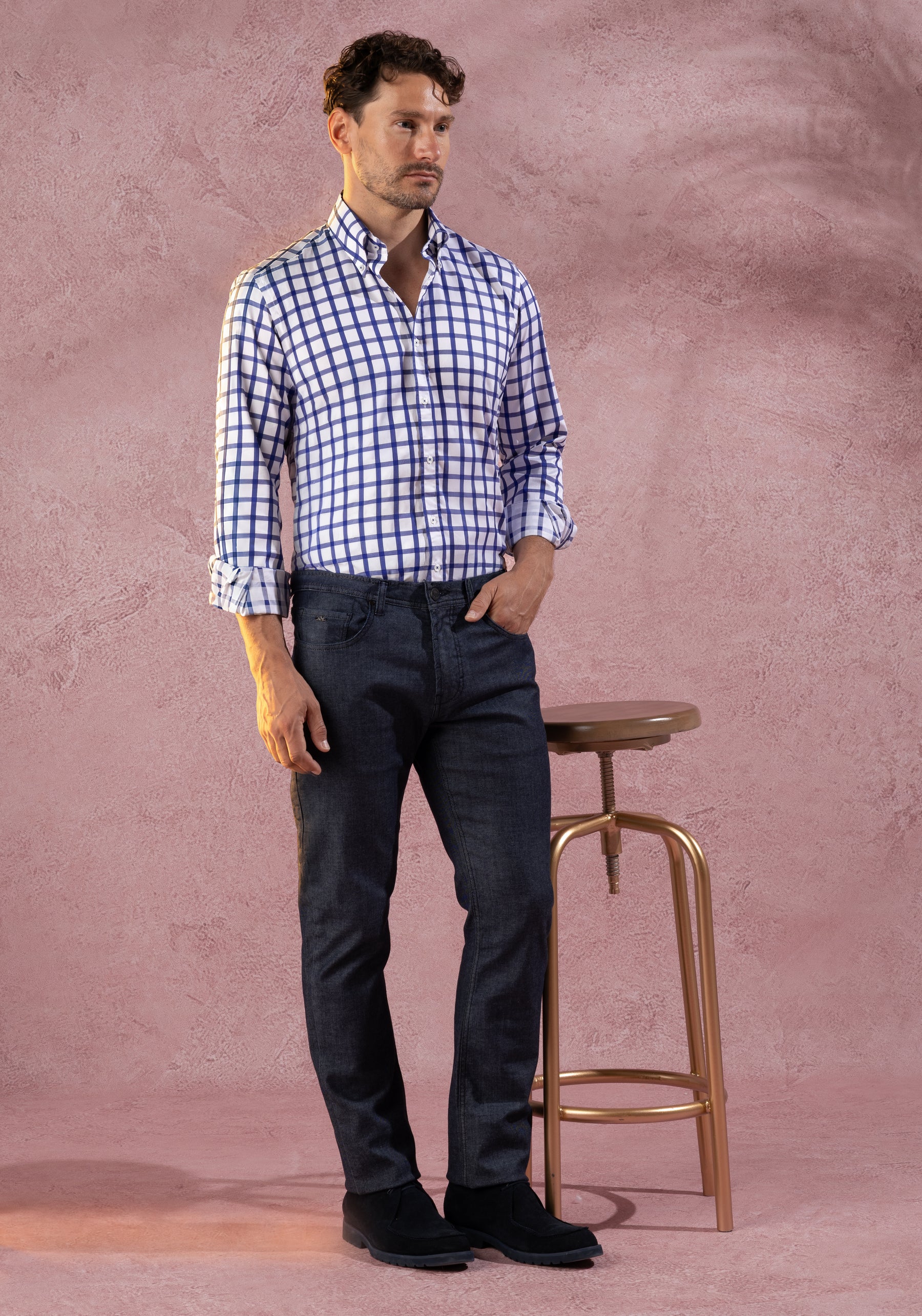Atlantic Blue Checked Signature Twill Shirt