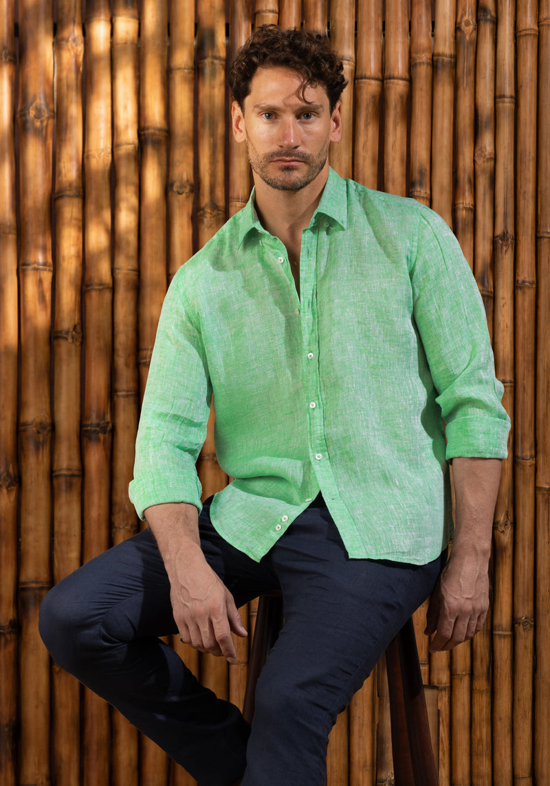 Palm Green Belgian Linen Shirt