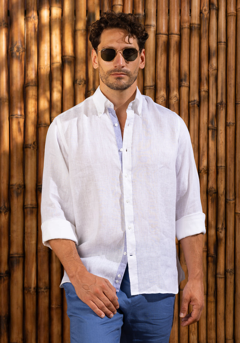 Pristine White Belgian Linen Shirt