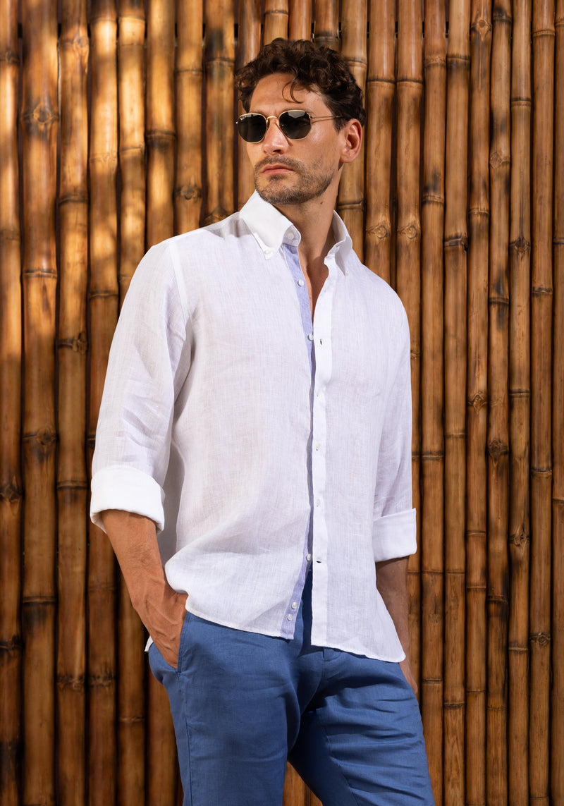 Pristine White Belgian Linen Shirt
