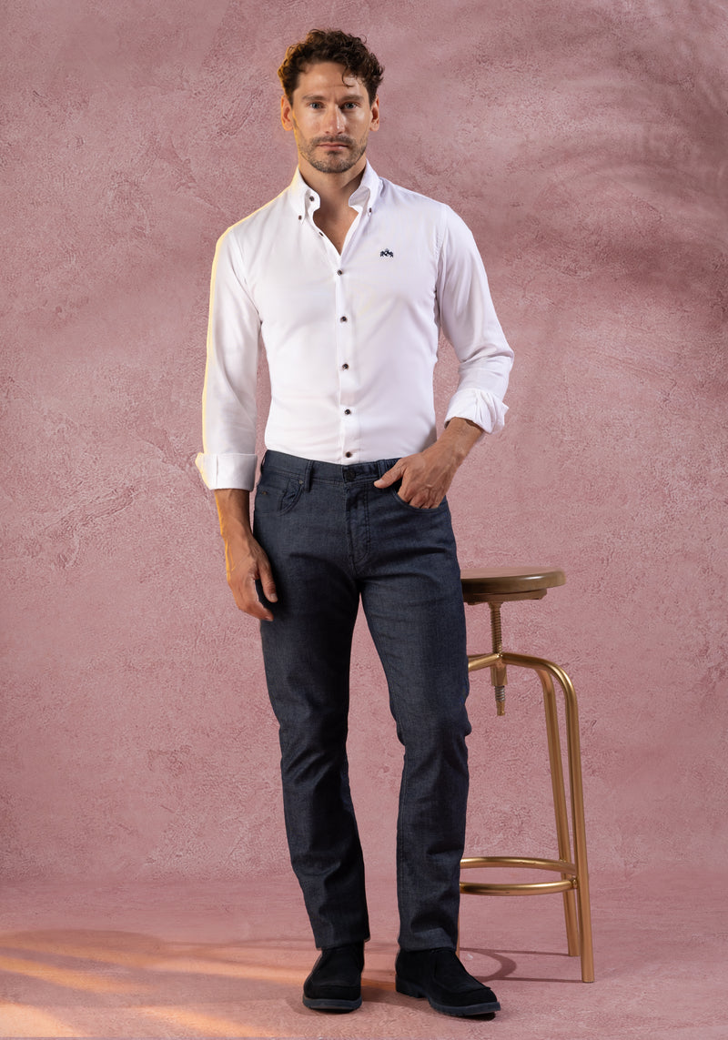 Crystal White Basket Weave Shirt