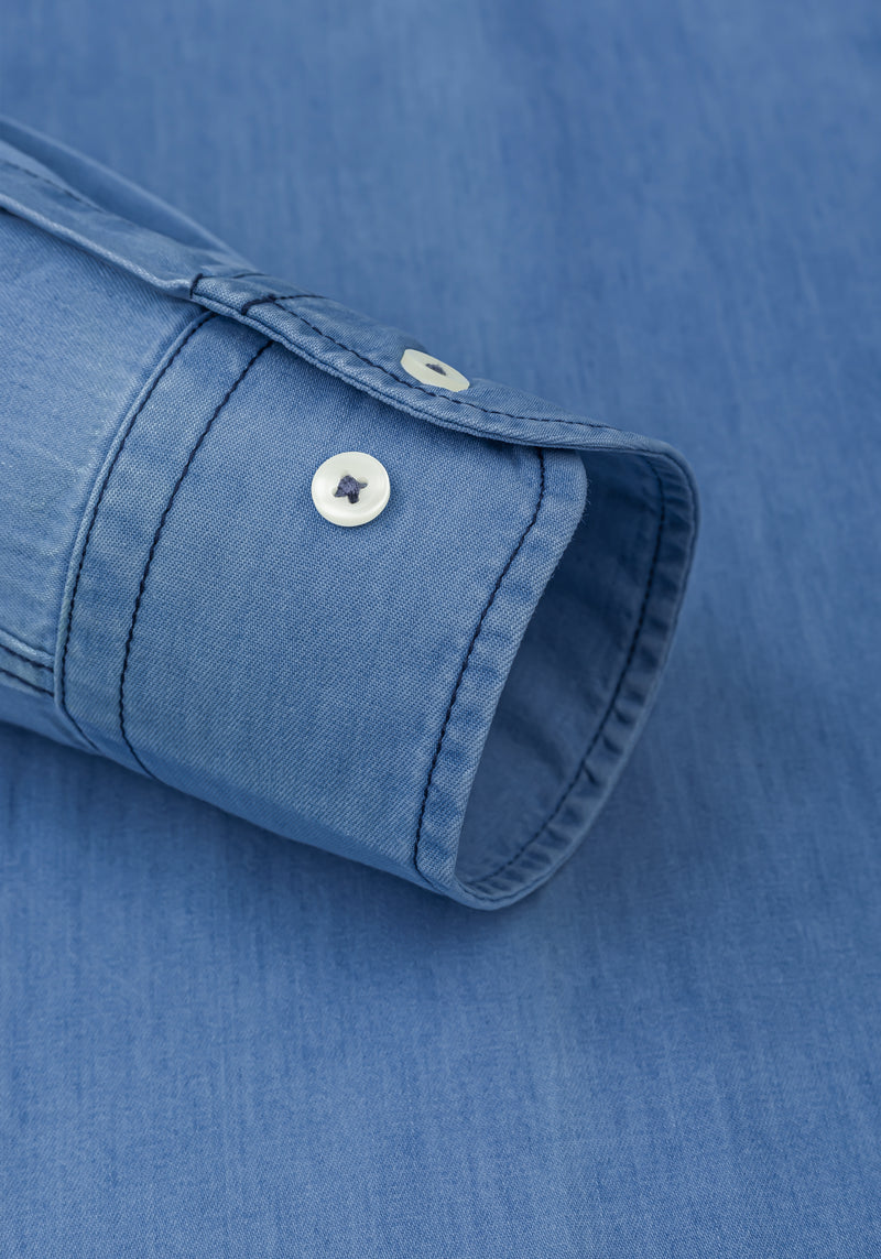 Soft Blue Washed Denim Shirt