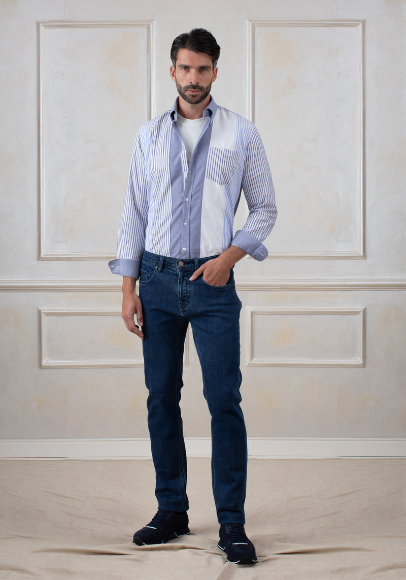 Navy Tri-Tone Oxford Shirt