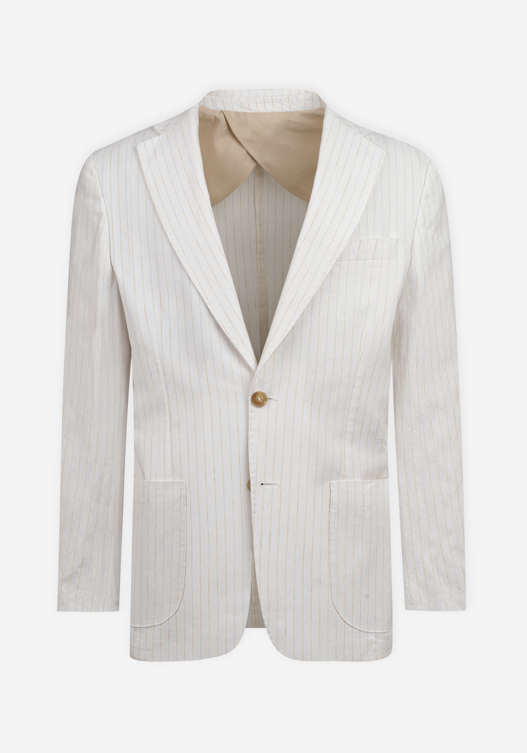 White Desert Beige Stripe Cotton Tencel Linen Blazer