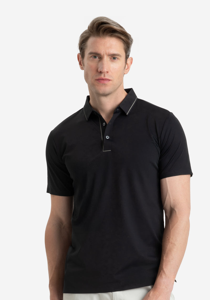 Carbon Black Aero-Hybrid Polo Shirt