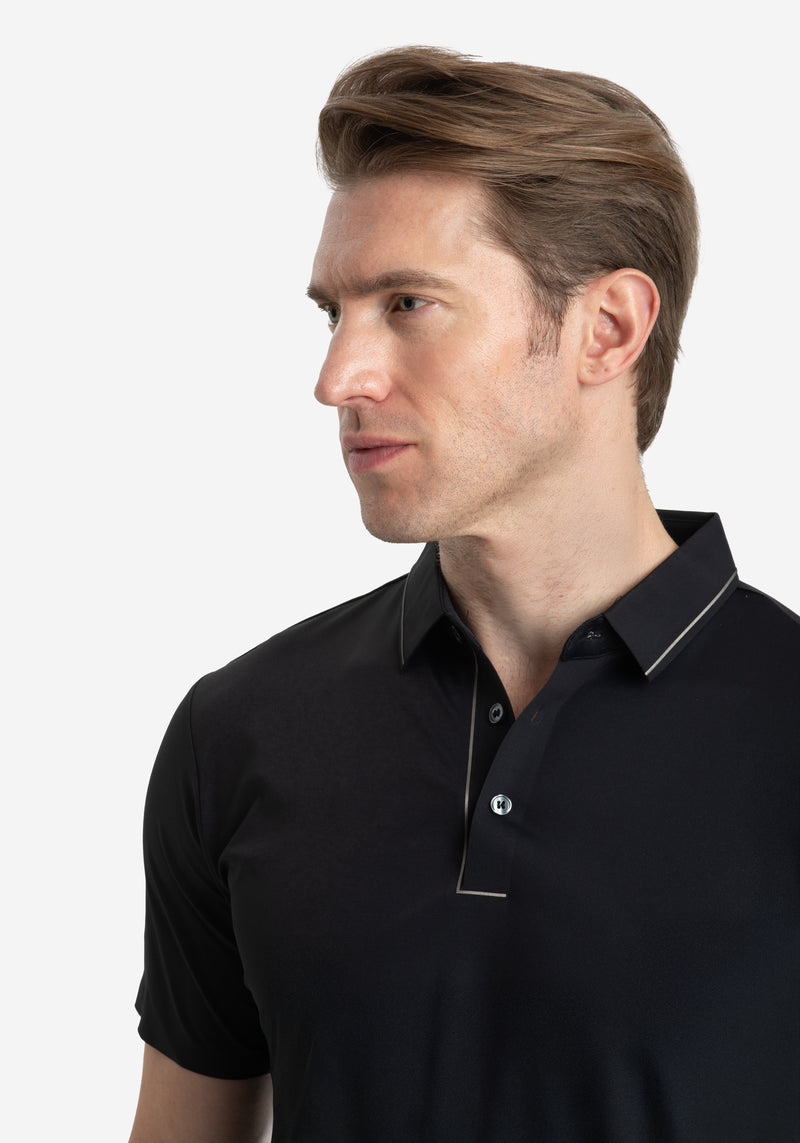 Carbon Black Aero-Hybrid Polo Shirt